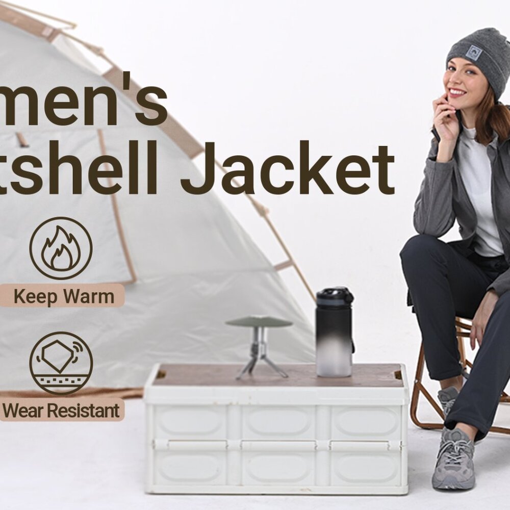 Softshell Jacket Removable Hood Fleece Lined Wind… - image 7